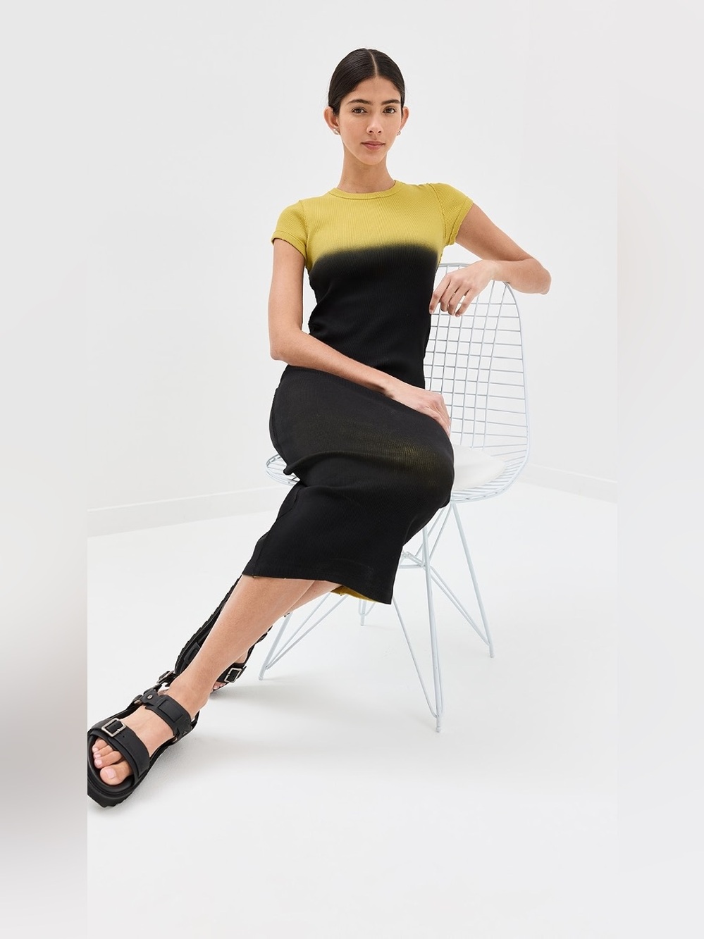 Marc Jacobs Grunge Spray Shrunken Tee Dress with yellow-to-black ombre effect
